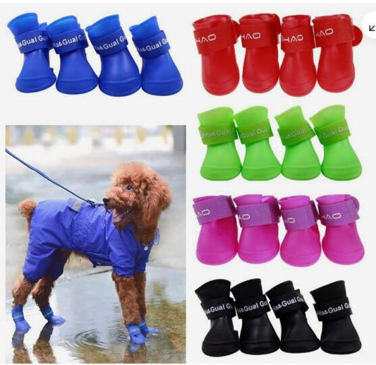 Pet Waterproof Rain Shoes Anti-Slip Rubber Boot For Dog Cat Rain Shoes