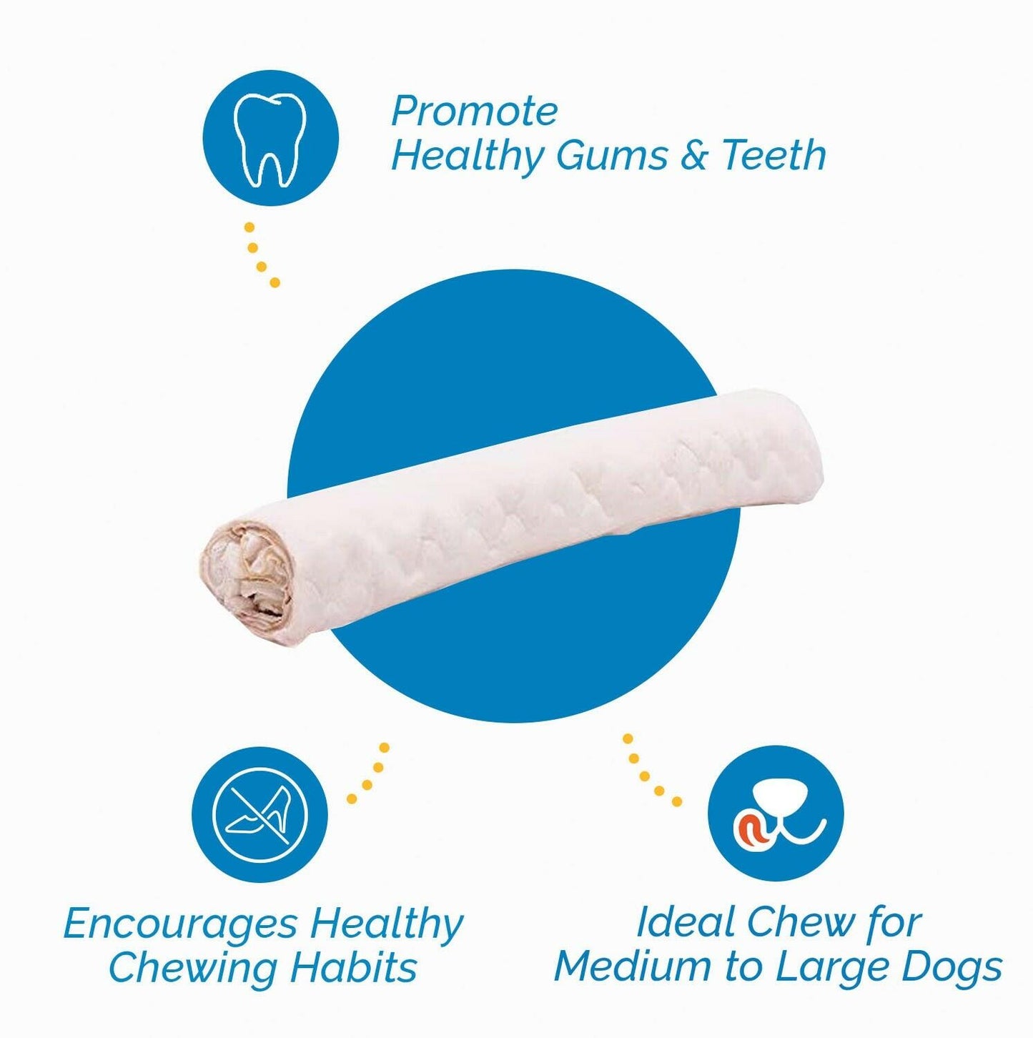 Rawhide Retriever Roll 9-10" -100% Natural Beef-Hide Rolls for dogs - 12 treats