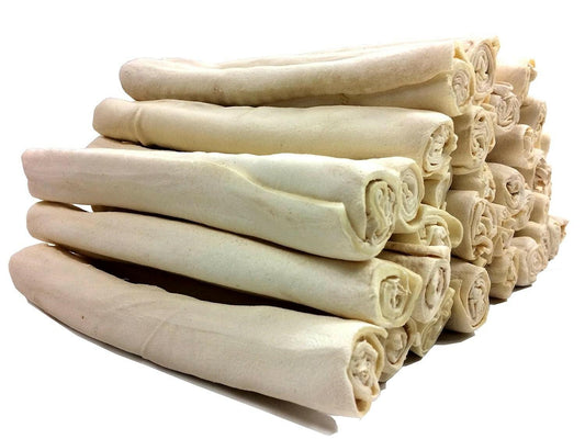 Rawhide Retriever Roll 9-10" -100% Natural Beef-Hide Rolls for dogs - 12 treats