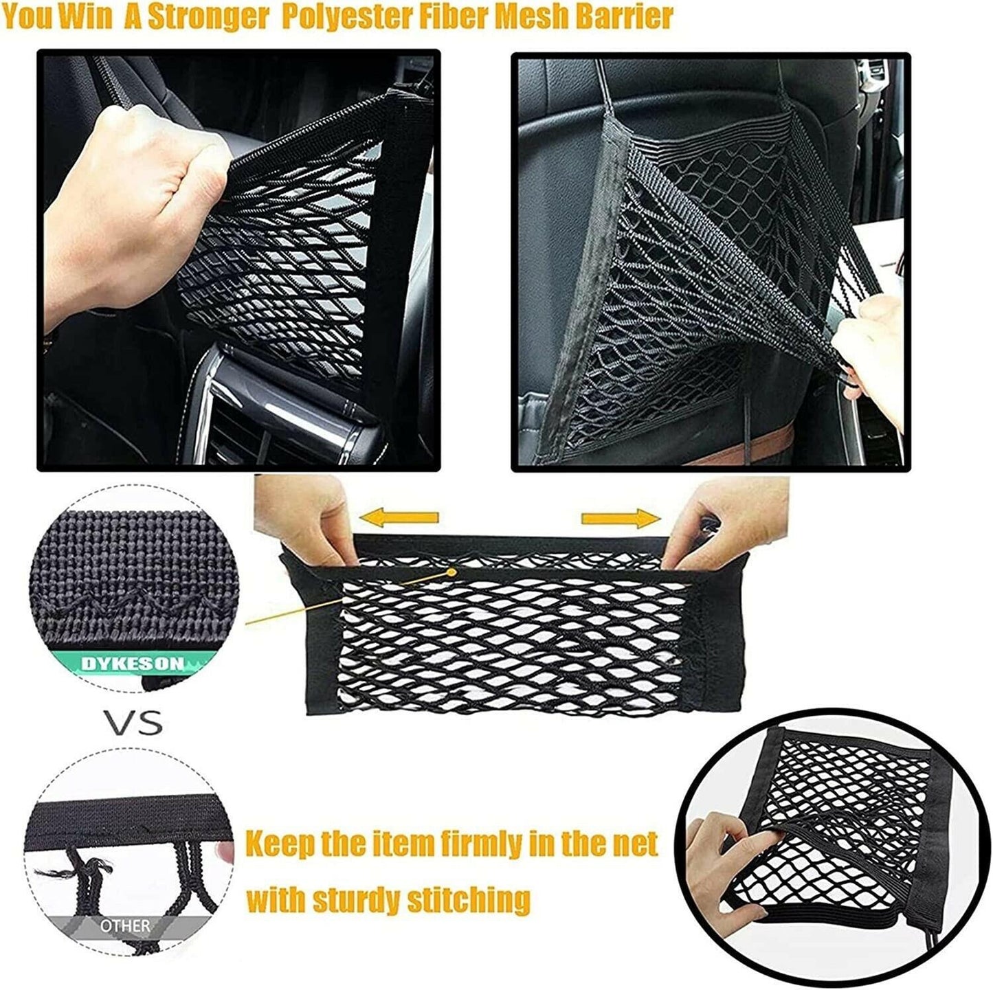 Dog Net for Car – Pet Safety Barrier & Seat Organizer