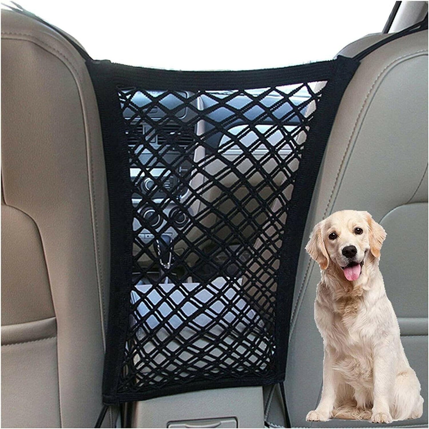Dog Net for Car – Pet Safety Barrier & Seat Organizer