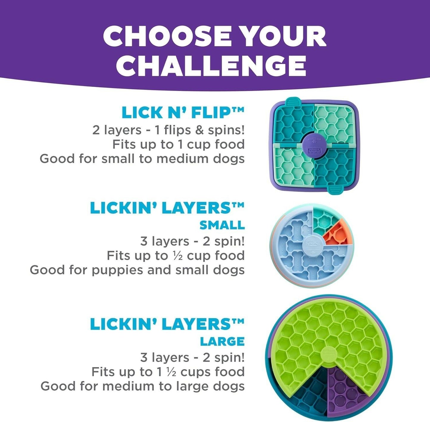 Outward Hound Lickin’ Layers Small 3-in-1 Dog Puzzle Feeder, Lick Mat Slow Bowl