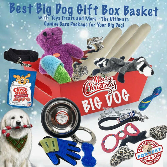 Dog Gift Basket Set Toys Treats Accessories- Big Dog Gift Box  Ultimate Basket