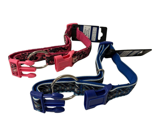 Casual Canine Neoprene Dog Collar – 1" (Adjustable 18–26") – Pink / Blue