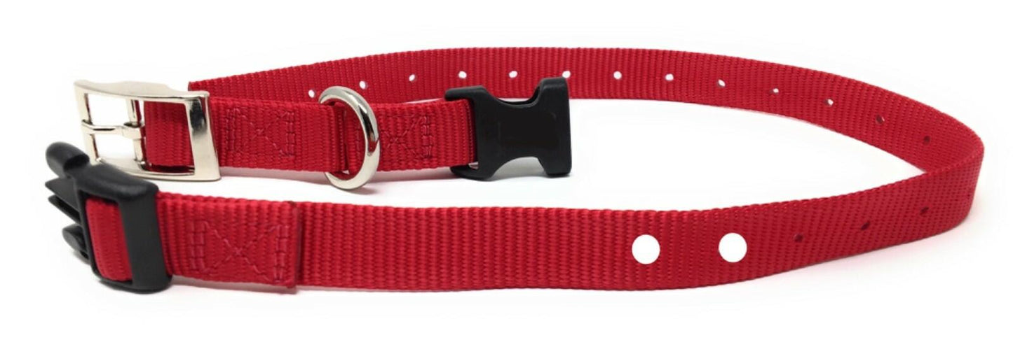 Foxy Pet Co E-Collar Replacement Strap – 3/4" x 24" – DB, 2-Hole (1 5/8") Red