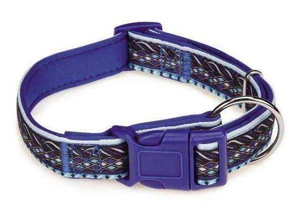 Casual Canine Neoprene Dog Collar – 1" (Adjustable 18–26") – Pink / Blue