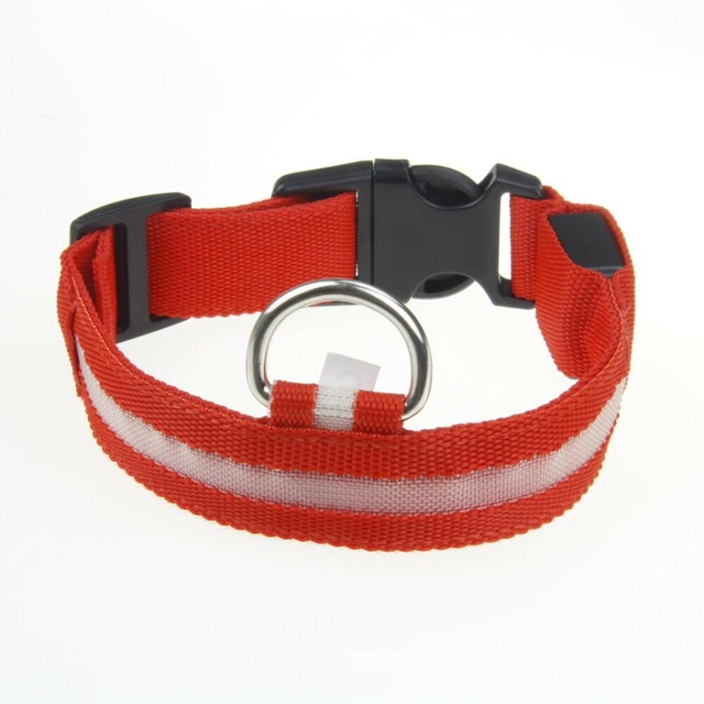 Pet Glow Adjustable Nylon LED Pet Collar – Battery Powered Safety Collar - XL