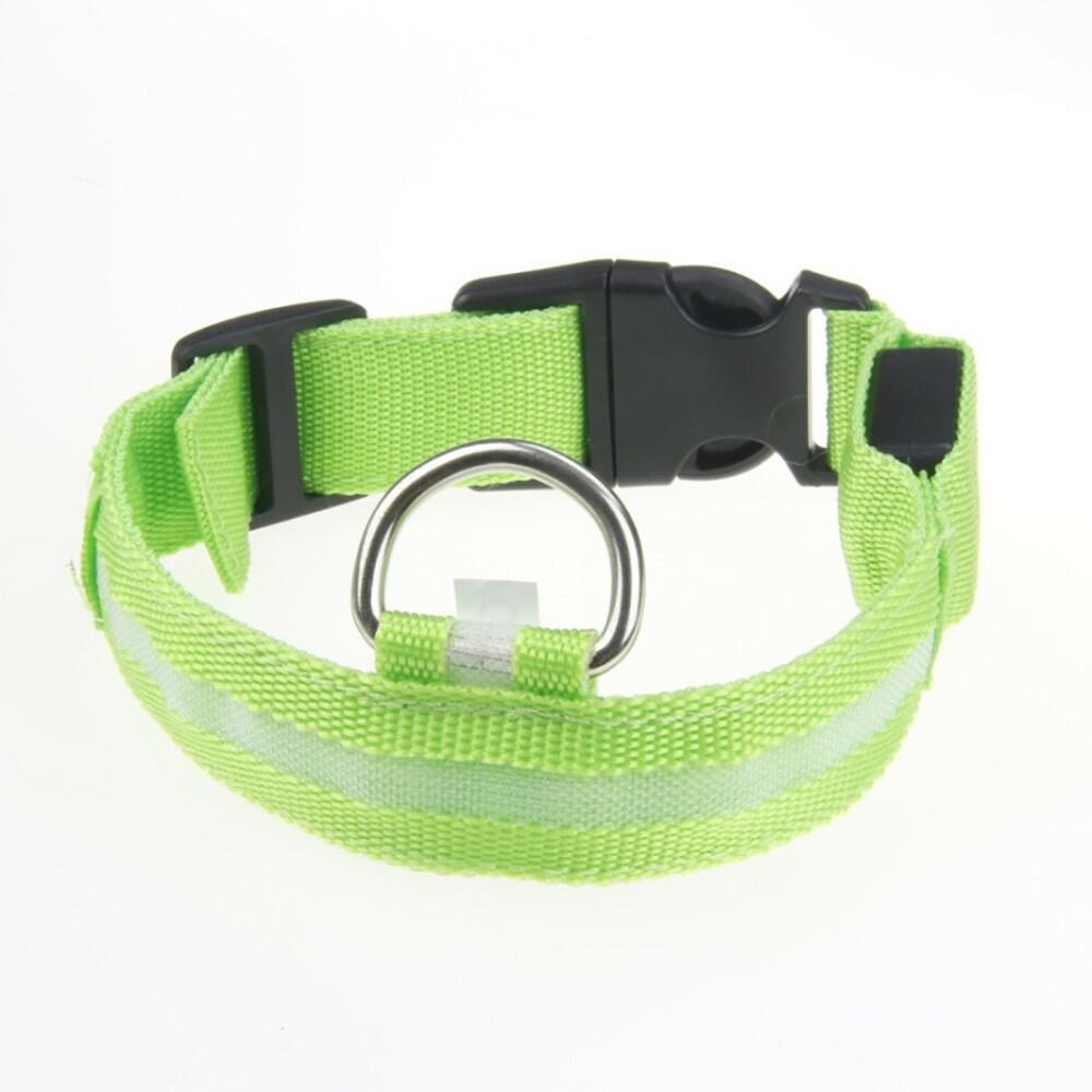 Pet Glow Adjustable Nylon LED Pet Collar – Battery Powered Safety Collar - LARGE