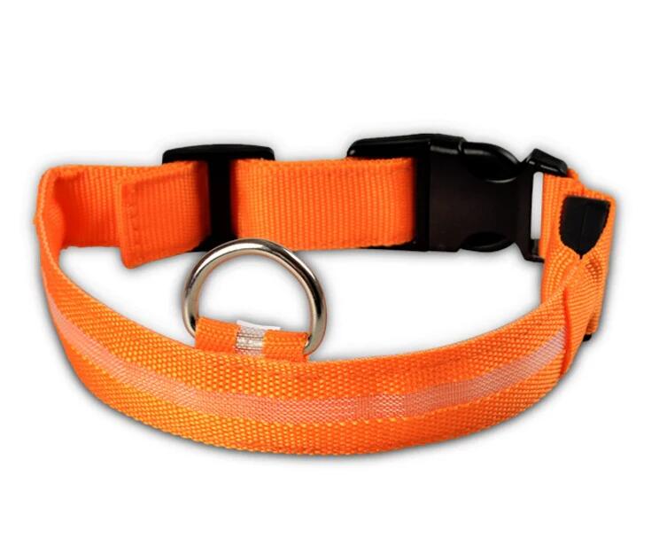 Pet Glow Adjustable Nylon LED Pet Collar – Battery Powered Safety Collar - LARGE