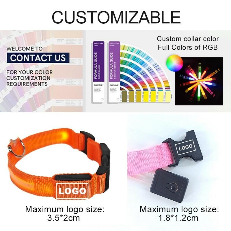Pet Glow Adjustable Nylon LED Pet Collar – Battery Powered Safety Collar - XL
