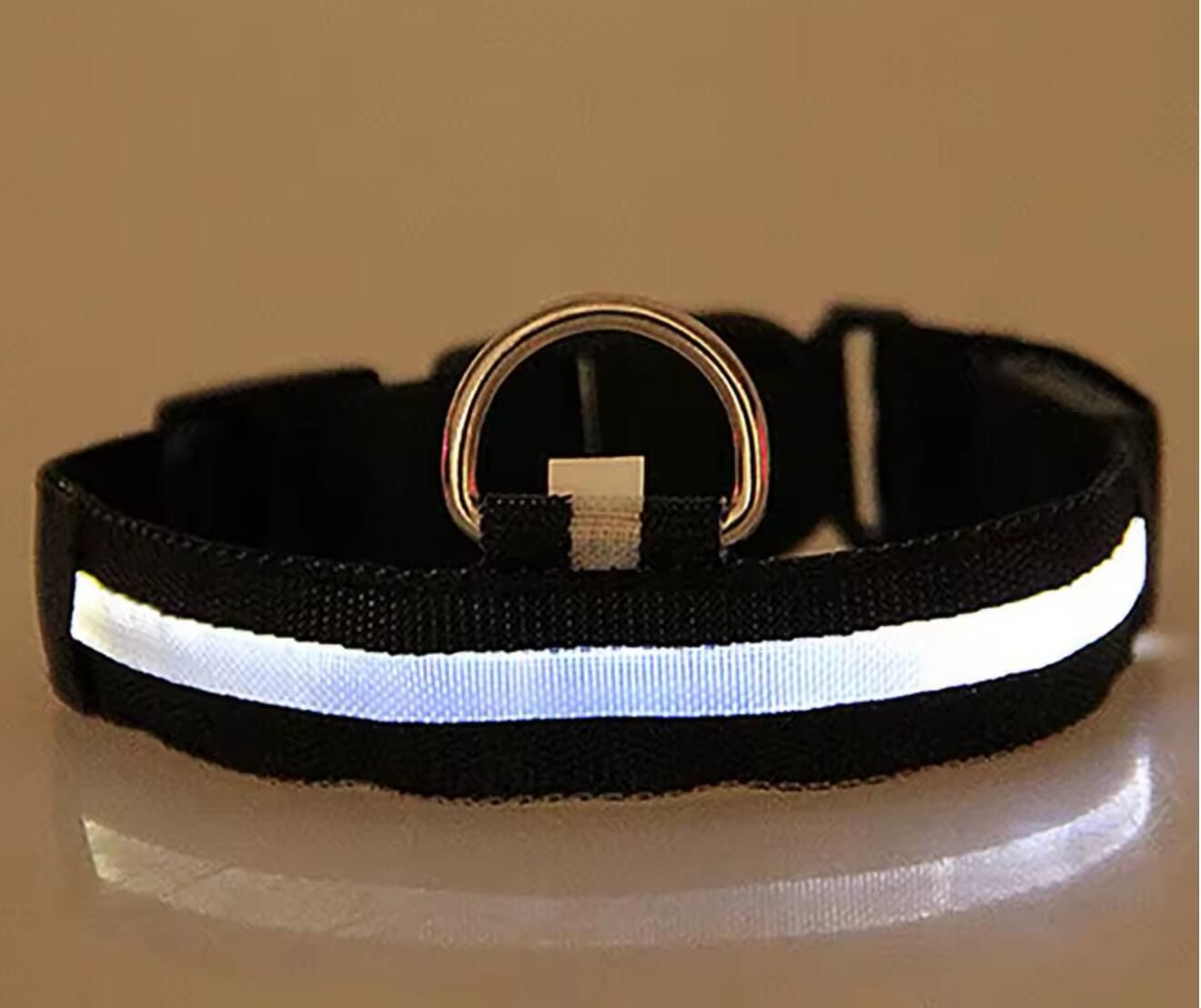 Pet Glow Adjustable Nylon LED Pet Collar – Battery Powered Safety Collar - LARGE