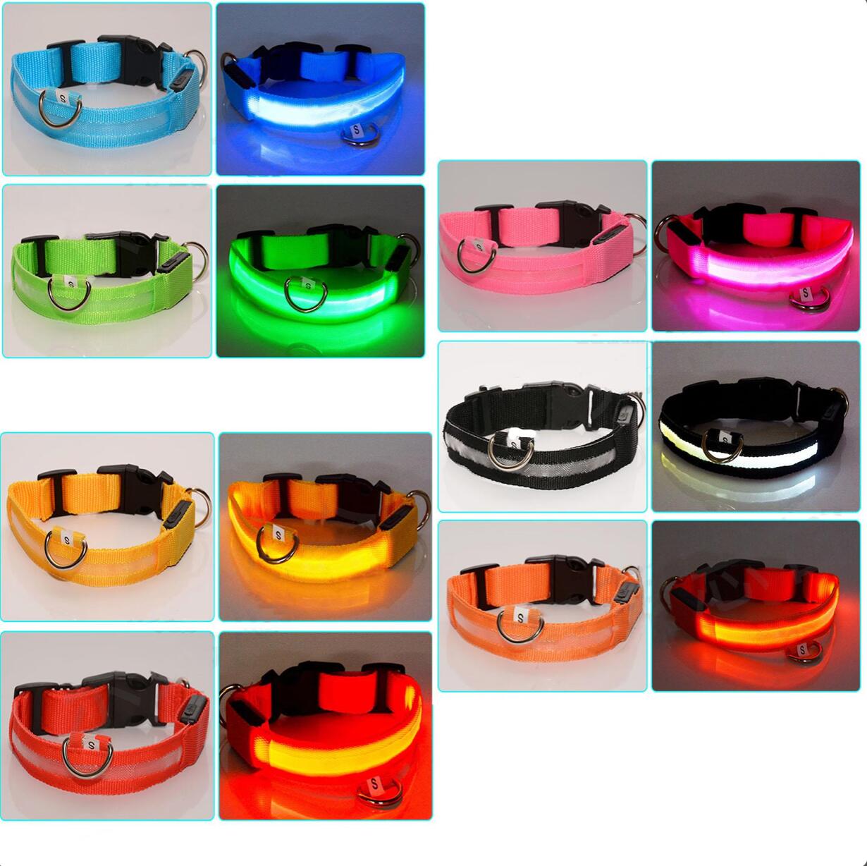 GREEN Pet Glow Adjustable Nylon LED – Battery Powered Safety Collar, MEDIUM