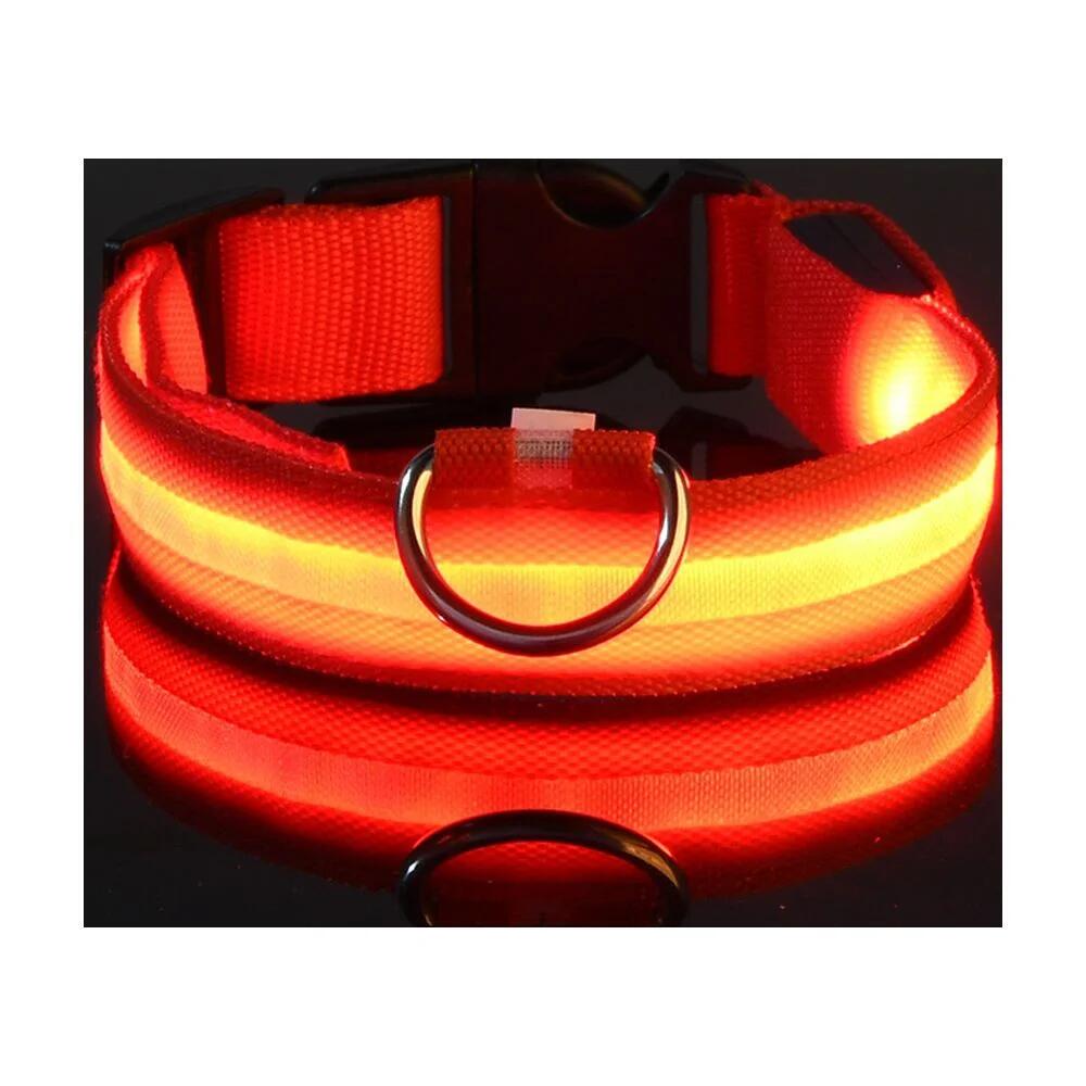 Pet Glow Adjustable Nylon LED Pet Collar – Battery Powered Safety Collar - XL