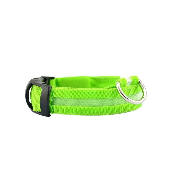 Pet Glow Adjustable Nylon LED Pet Collar – Battery Powered Safety Collar - LARGE