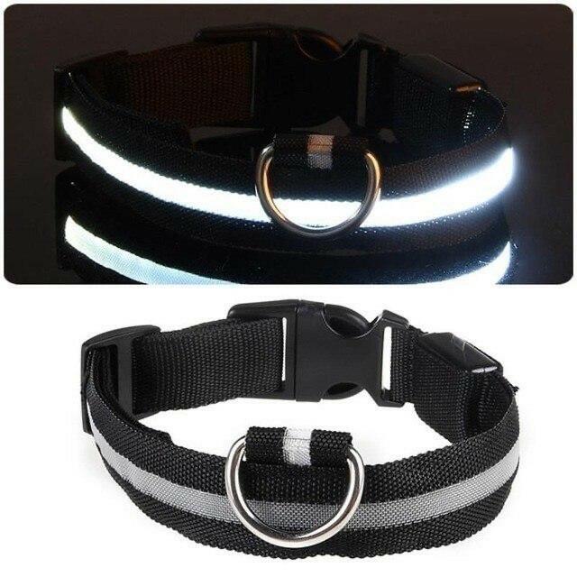 Pet Glow Adjustable Nylon LED Pet Collar – Battery Powered Safety Collar - XL
