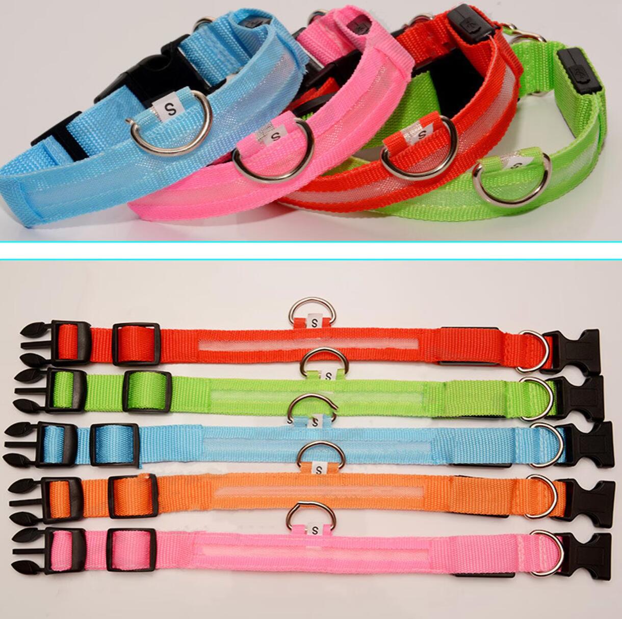 Pet Glow Adjustable Nylon LED Pet Collar – Battery Powered Safety Collar - XL