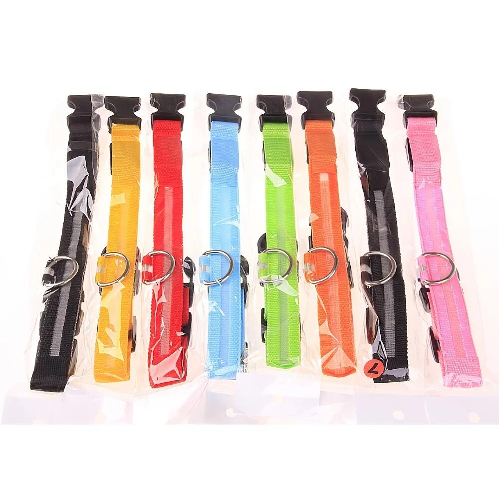 Pet Glow Adjustable Nylon LED Pet Collar – Battery Powered Safety Collar - XL