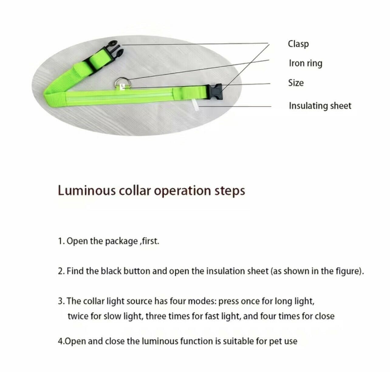 Pet Glow Adjustable Nylon LED Pet Collar – Battery Powered Safety Collar - XL