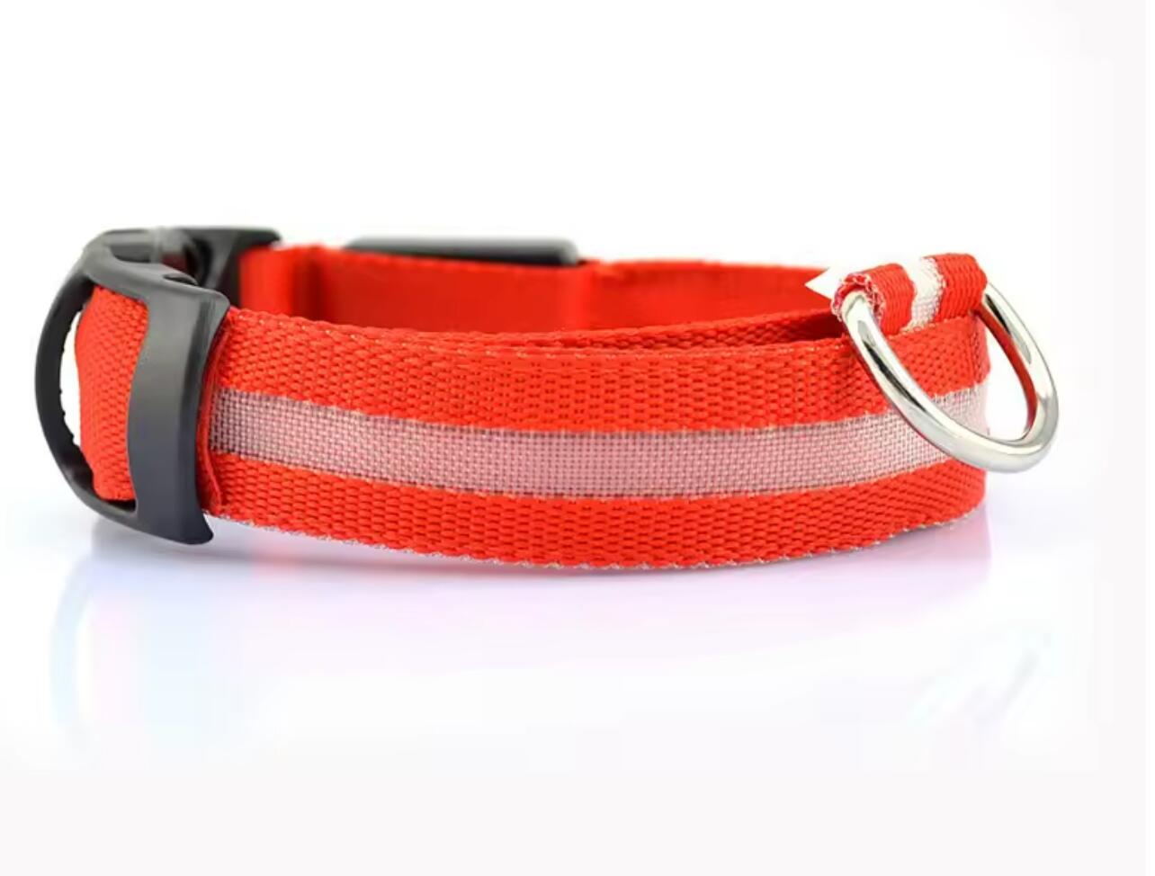 Pet Glow Adjustable Nylon LED Pet Collar – Battery Powered Safety Collar - XL