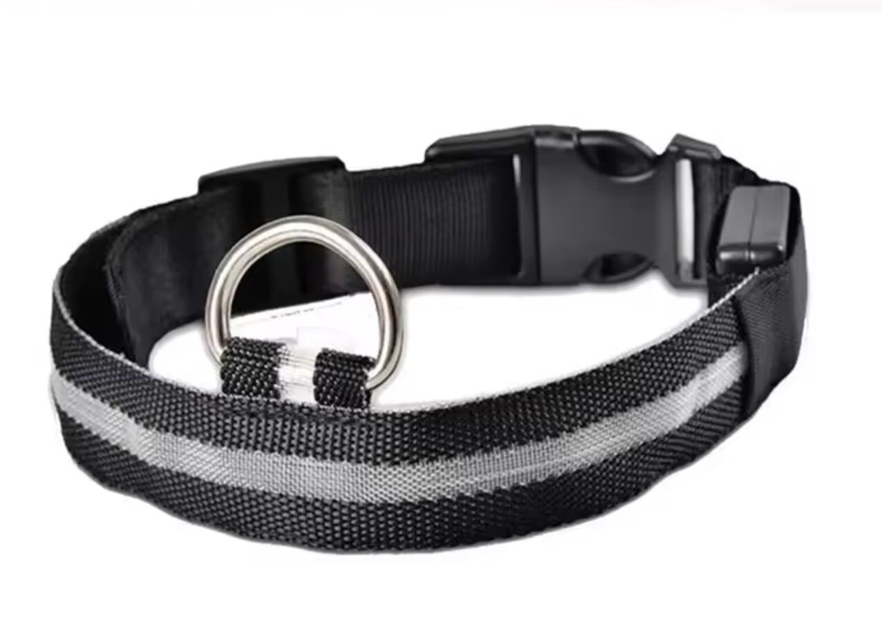 Pet Glow Adjustable Nylon LED Pet Collar – Battery Powered Safety Collar - LARGE